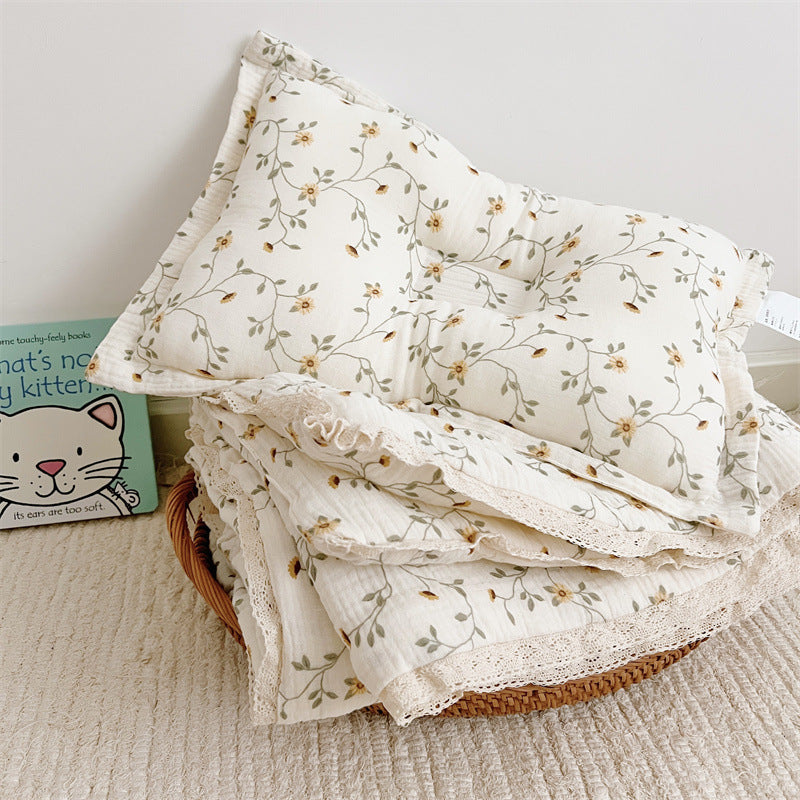 Unisex Breathable Muslin Blanket with Floral Ruffle Design Bowlift