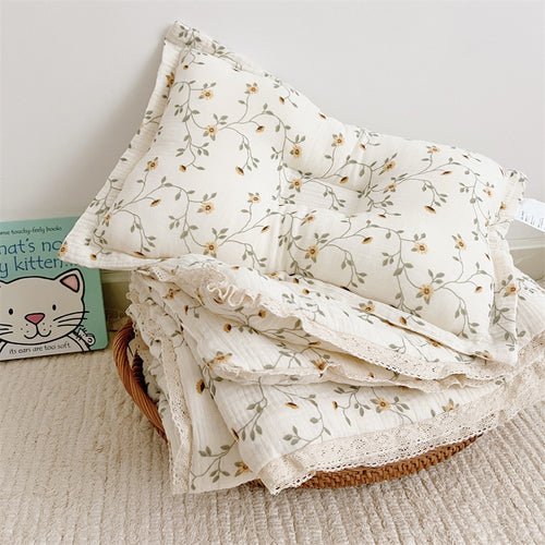 Unisex Breathable Muslin Blanket with Floral Ruffle Design Bowlift