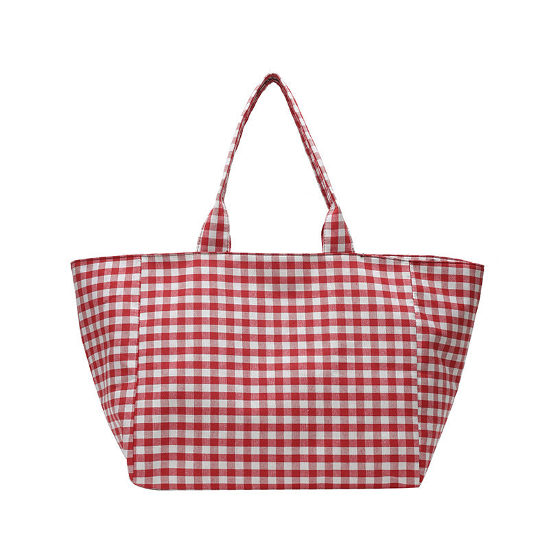 Stylish Checked Utility Tote Bag Bowlift