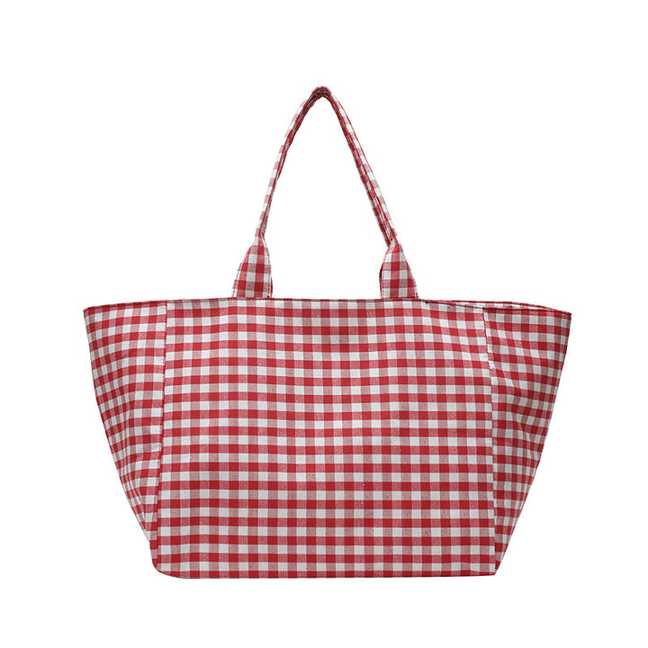 Stylish Checked Utility Tote Bag Bowlift