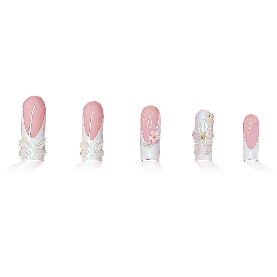 Decorative 3D Floral Press-On Nails Bowlift