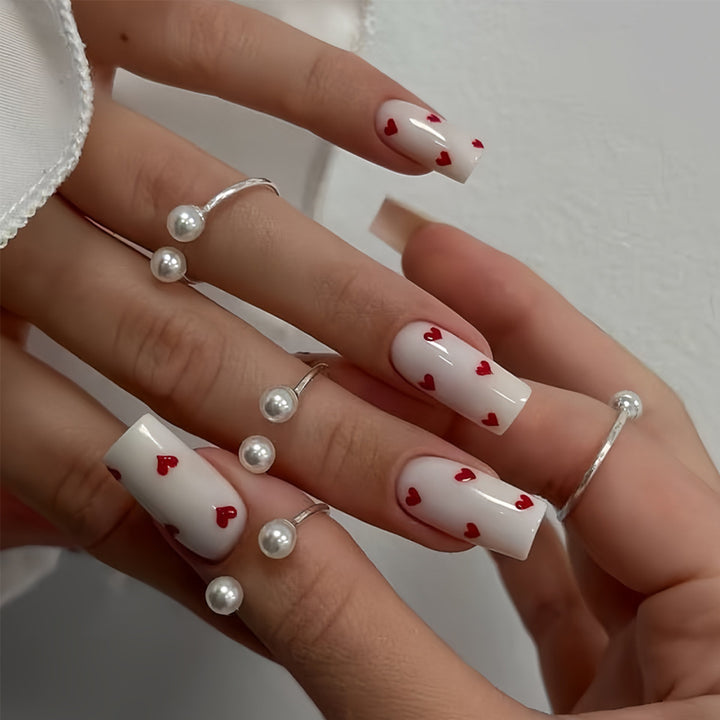 Artistic Heart-Themed Press-On Nail Set Bowlift