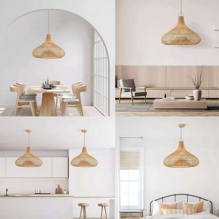 Decorative Hanging Light Made of Rattan Bowlift