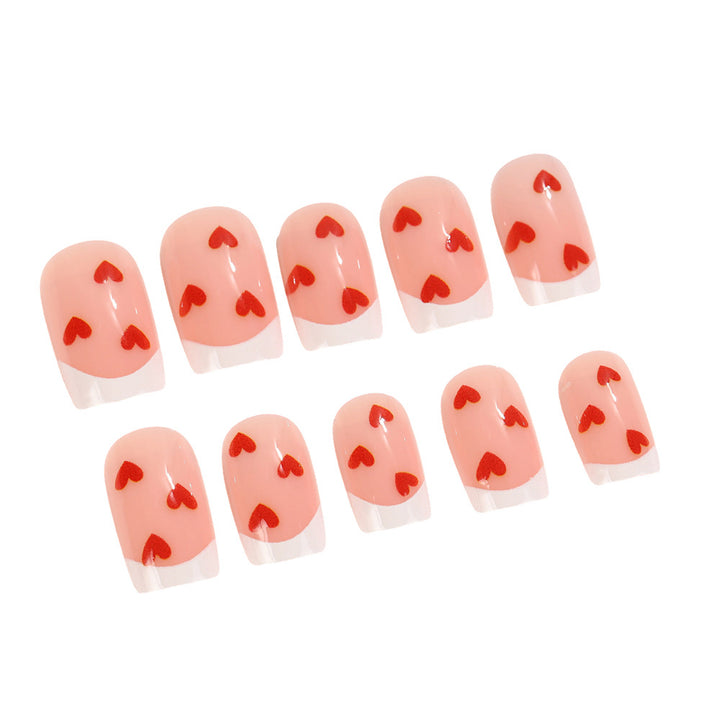 Artificial nails with romantic heart motifs Bowlift
