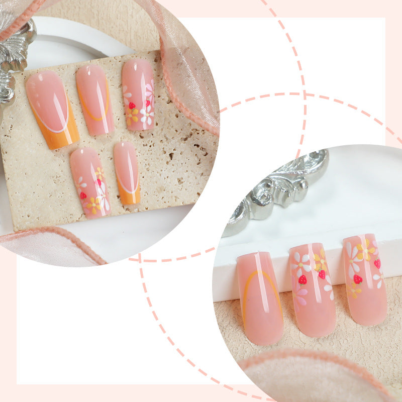 Floral Design Press-On Nail Set with Elegant Details Bowlift