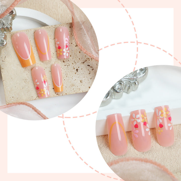 Floral Design Press-On Nail Set with Elegant Details Bowlift