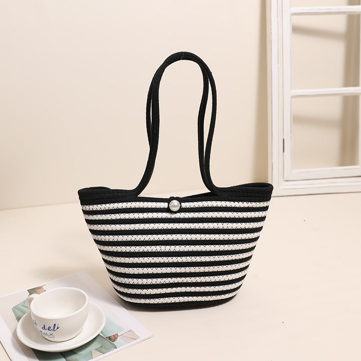 Trendy Basket Bag with Stylish Striped Pattern Bowlift