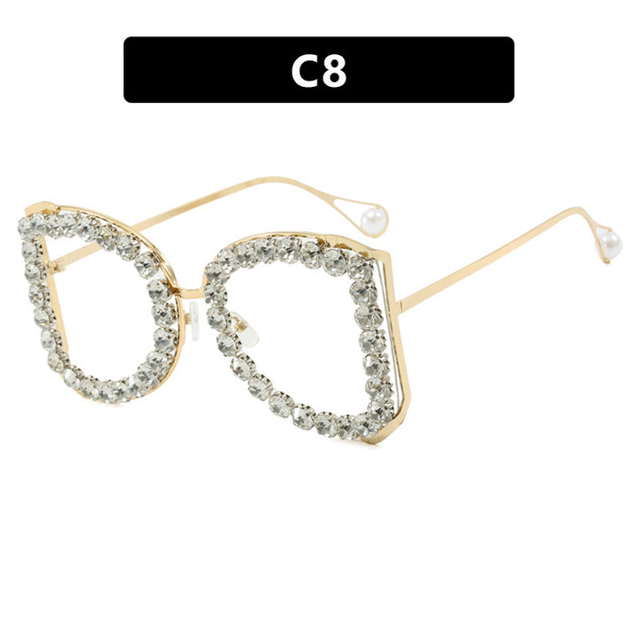 Women's extravagant cat-eye sunglasses with sparkling rhinestone frame Bowlift