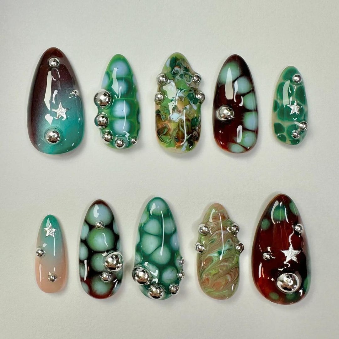 Elegant Artificial Nails with Botanical Designs Bowlift