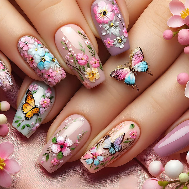 Floral Art Press-On Nails Set Bowlift