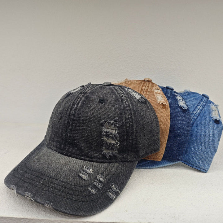 Women's Distressed Casual Denim Baseball Cap Bowlift