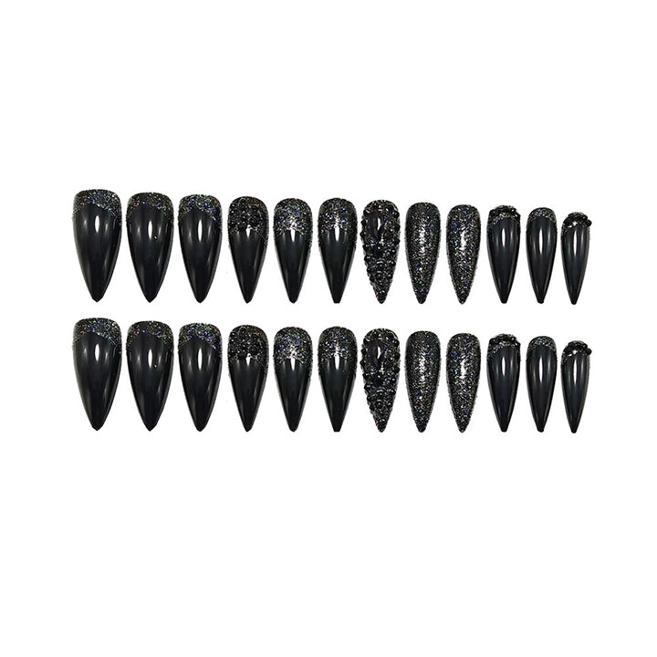 Artificial Nails in Elegant Stiletto Design with Sparkling Rhinestone Accents Bowlift