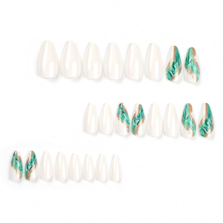 Artful Nail Extensions with Elegant Marbled Design Bowlift