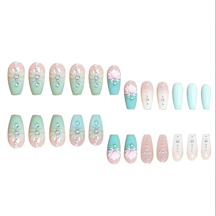 Floral and Gemstone Nail Art Extensions Bowlift