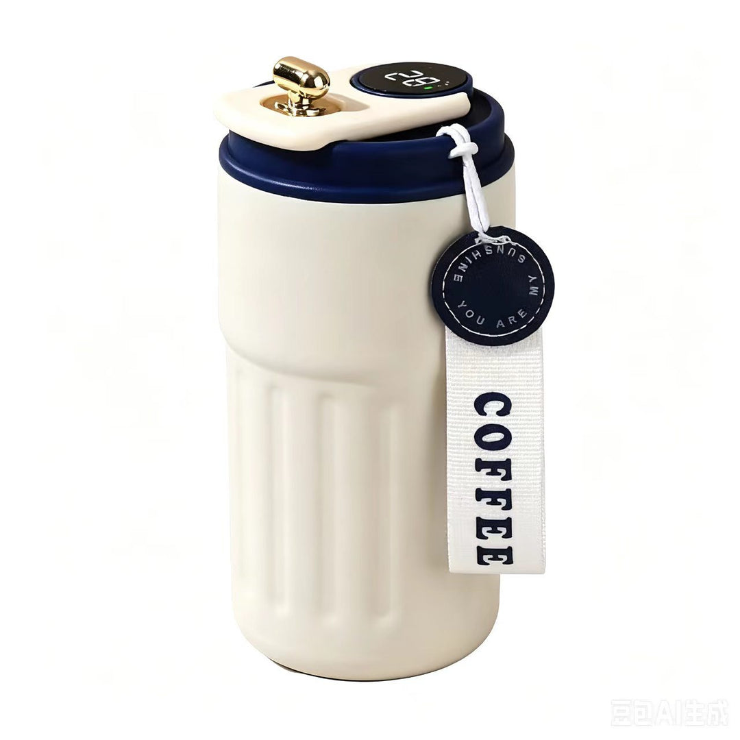 Insulated Stainless Steel Travel Coffee Tumbler with Leakproof Lid and Carry Strap Bowlift