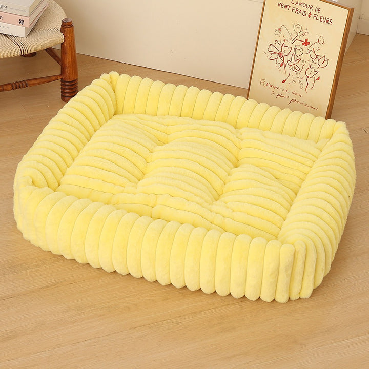 Women Plush Pet Bed with High Edge Bowlift
