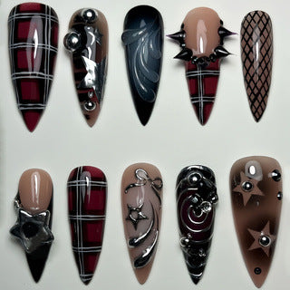 Gothic Themed Press-On Nail Art Bowlift