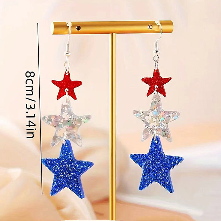 Women's long acrylic letter earrings three-piece with hologram and glitter effect Bowlift