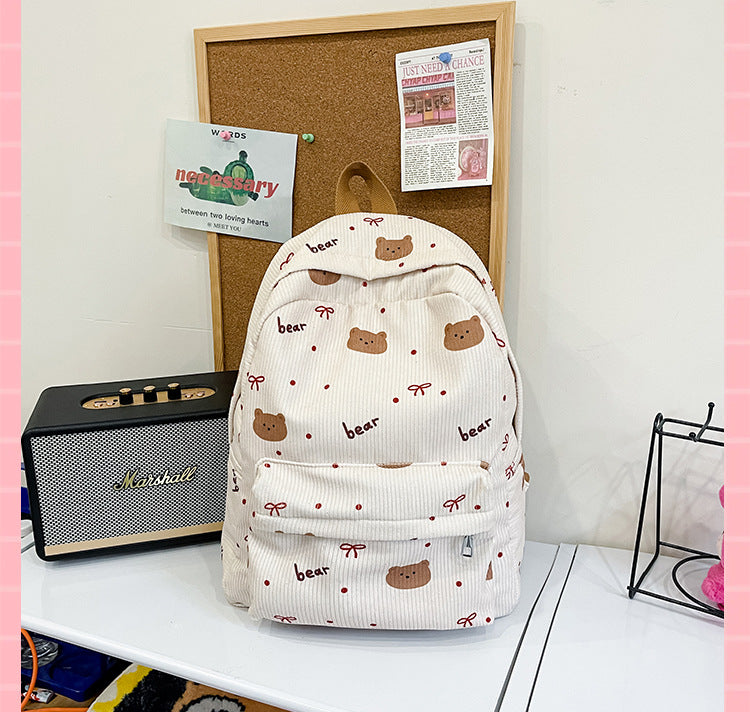 Cute Bear Print Backpack Bowlift
