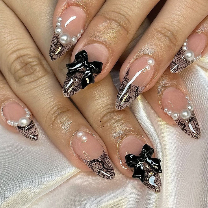Elegant Lace Design Nail Art Bowlift