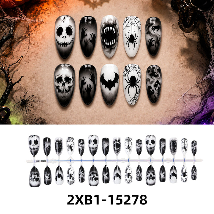 Acrylic nail set with creative Halloween motifs Bowlift