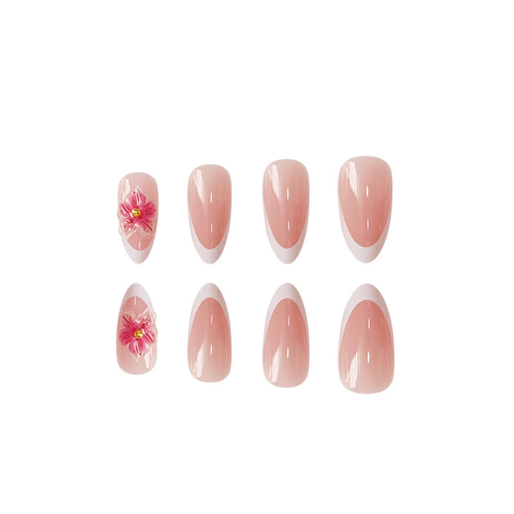 Elegant Floral Design Press-On Nail Extensions Bowlift