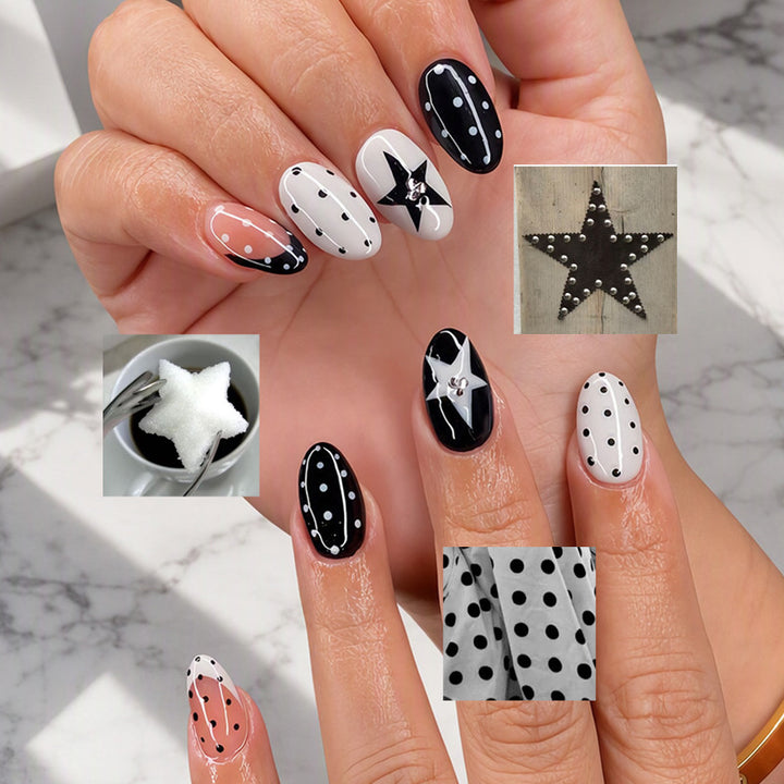 Artistic Star-Patterned Press-On Nail Tips Bowlift