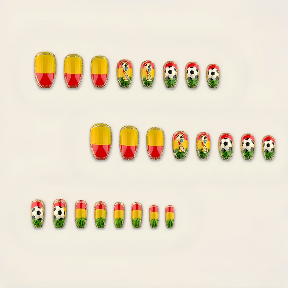 Sporty Football Design Artificial Nails Bowlift