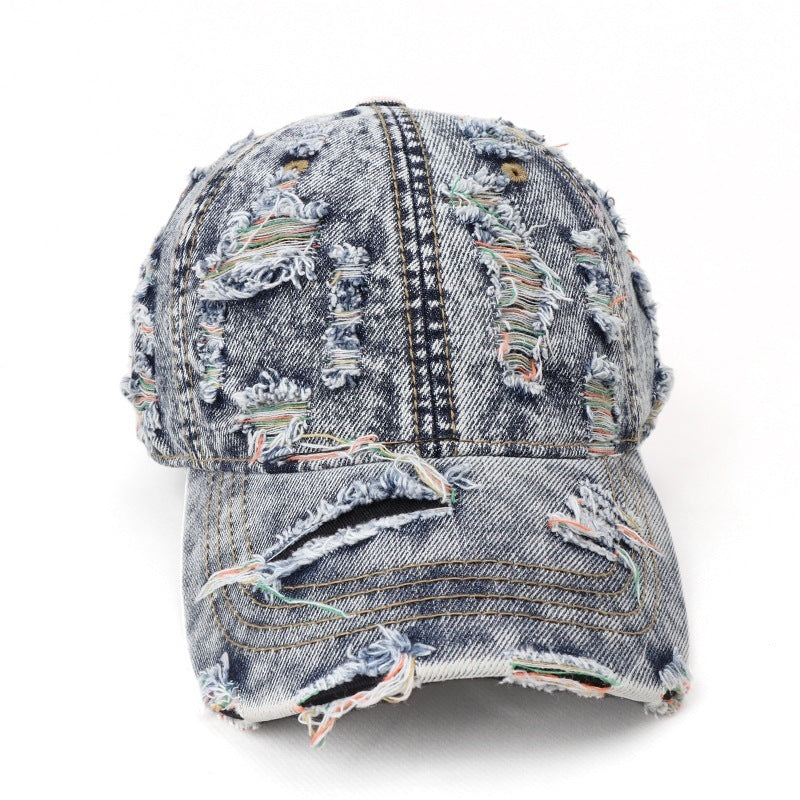 Women's Distressed Denim Baseball Cap Bowlift
