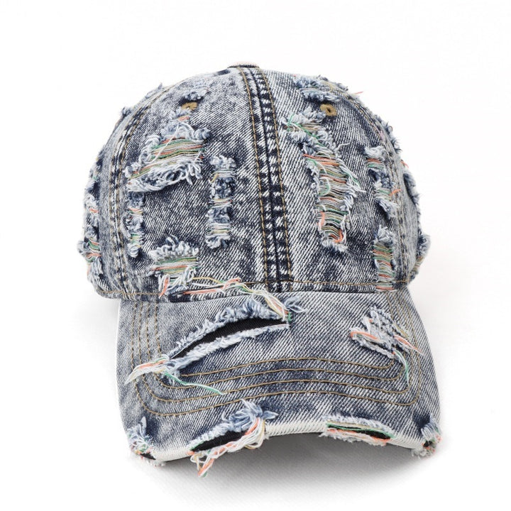 Women's Distressed Denim Baseball Cap Bowlift