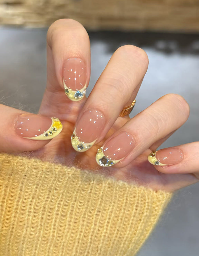 Elegant Press-On Nail Set with Rhinestone and Decorative Tips Bowlift
