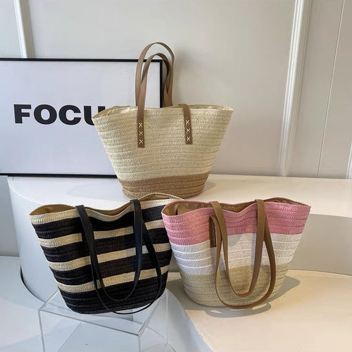 Braided beach bag with sturdy leather handles Bowlift