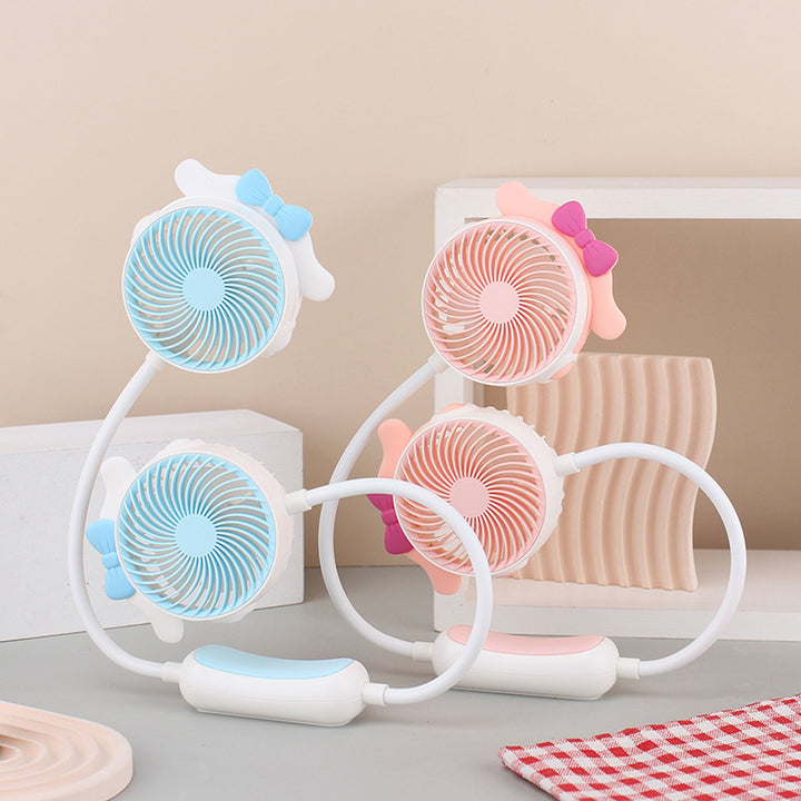 Ladies Portable Neck Fan with Flexible Mount and Dual Fan System Bowlift