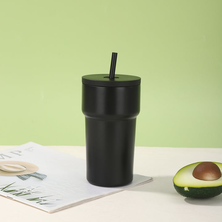Unisex Insulated Drinking Cup with Dust Protection Lid and Straw Bowlift