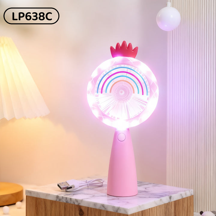 Women Portable USB Hand Fan with LED Lighting Bowlift