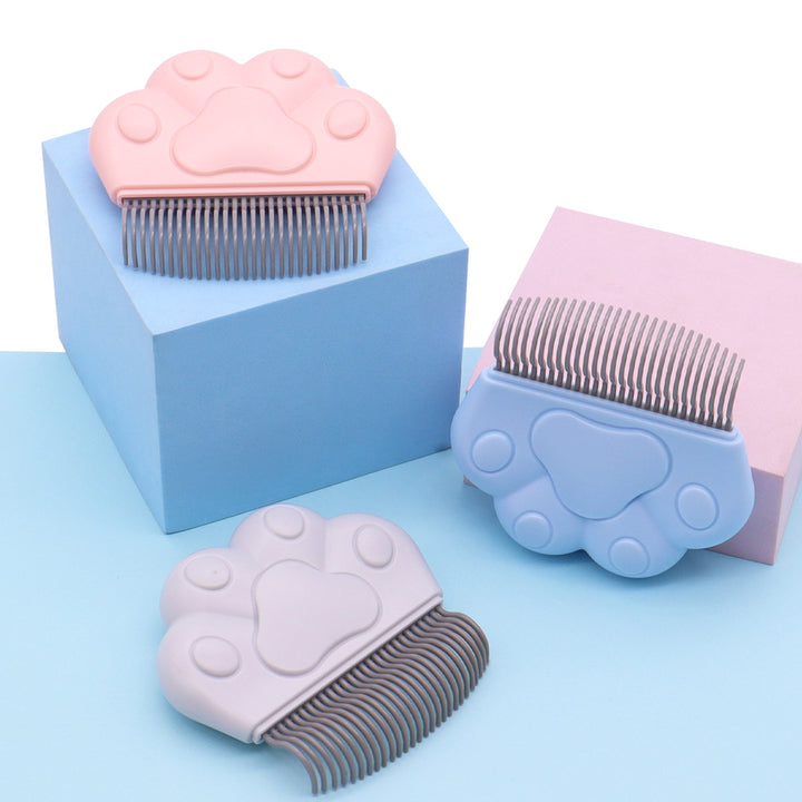Pet Grooming Silicone Paw-Grip Flea and Deshedding Comb with Flexible Metal Teeth Bowlift