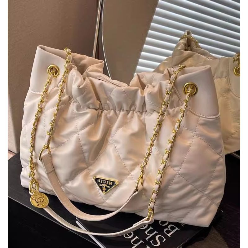 Quilted Chain-Handle Shoulder Bag Bowlift