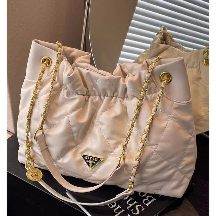 Quilted Chain-Handle Shoulder Bag Bowlift