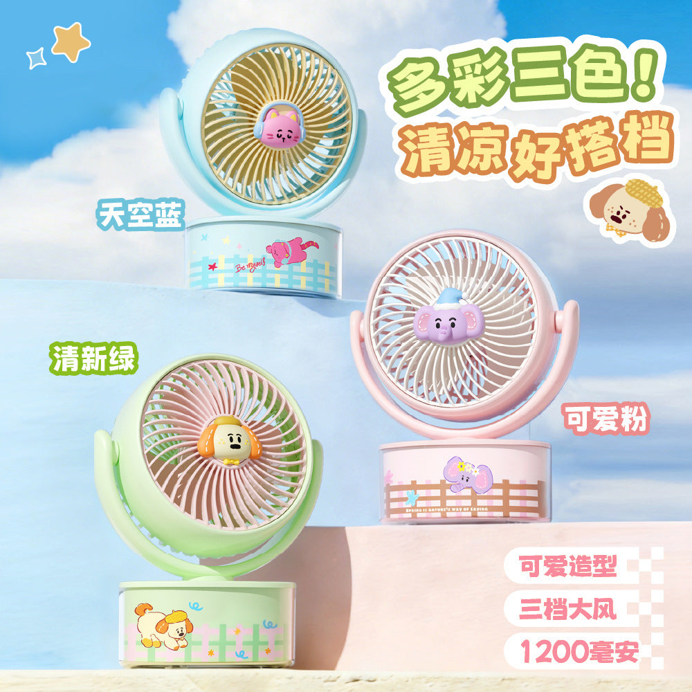 Ladies compact handheld fan with cute animal design Bowlift