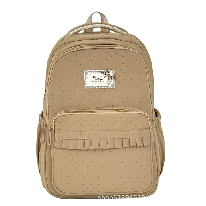 Stylish Polka Dot Ruffled Backpack Bowlift
