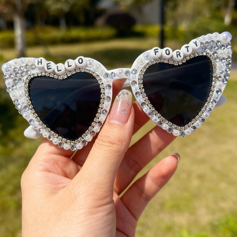 Heart-Shaped Pearl-Embellished Sunglasses Bowlift