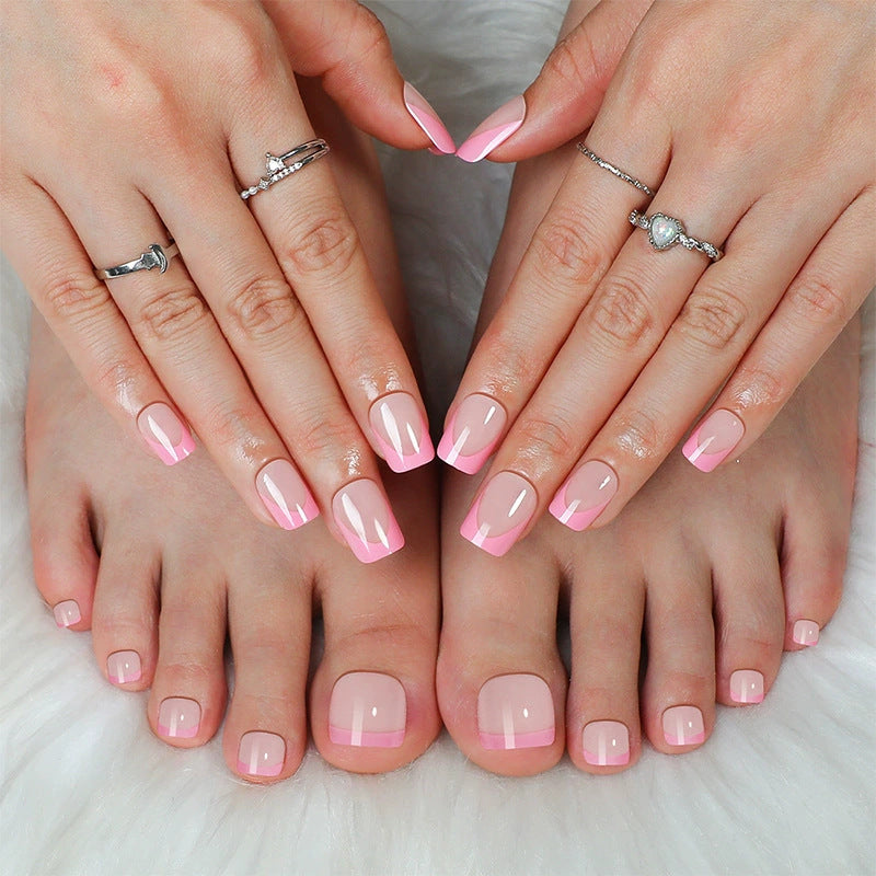 Stylish Press-On Nail Set with Elegant French Tip Design Bowlift