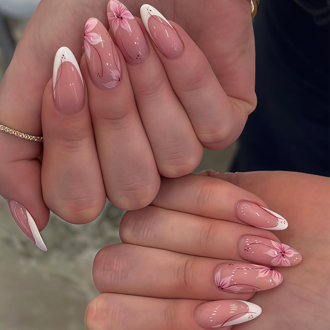 Artistic Floral Nail Tips Bowlift