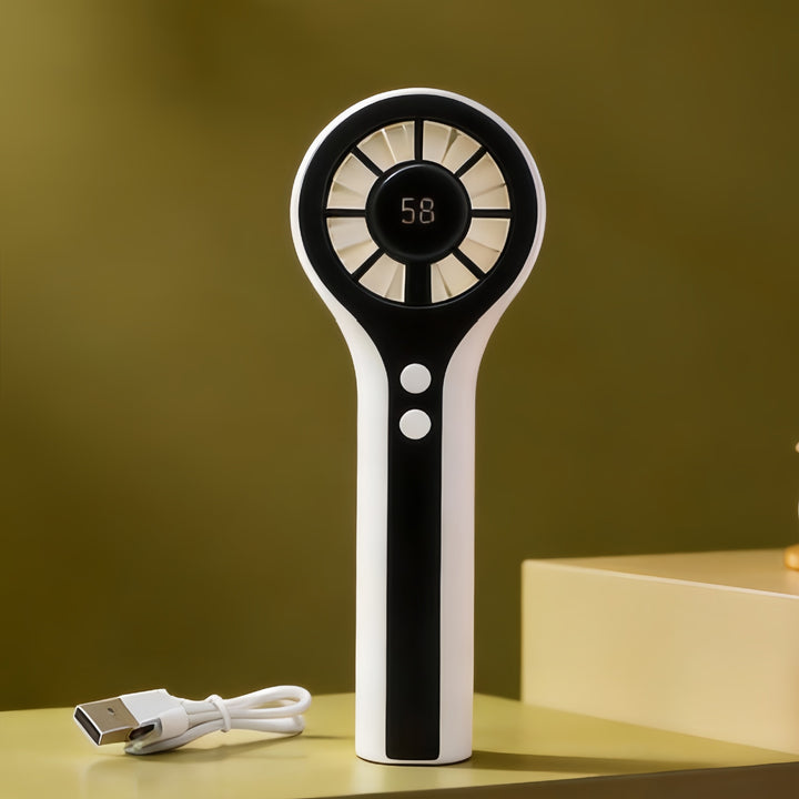Women's Portable Handheld Fan with Digital Temperature Display Bowlift 1782398189