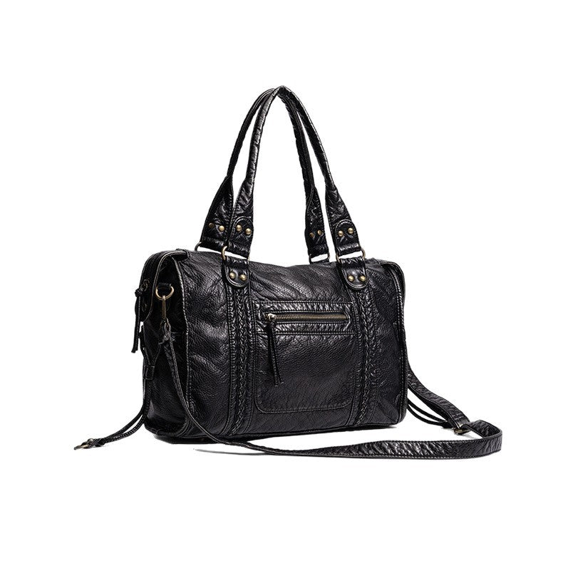 Distressed Leather Satchel Bag Bowlift