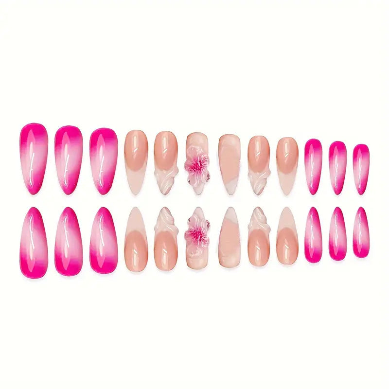 Detailed Floral Press-On Nail Art Bowlift