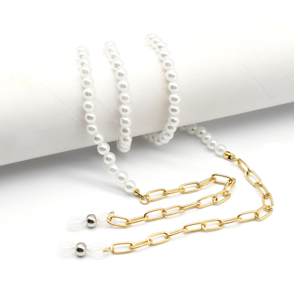 Elegant Pearl and Gold Chain Eyewear Holder Bowlift