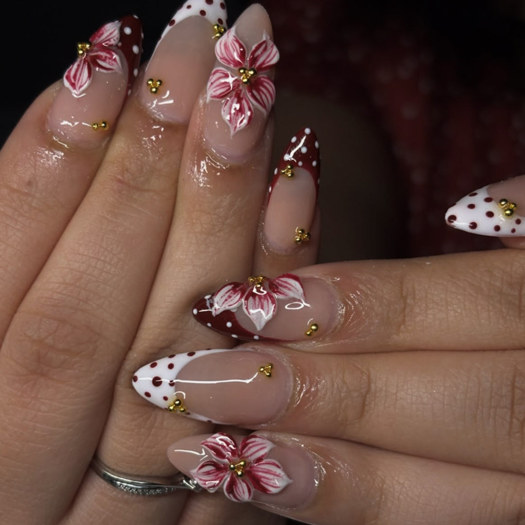 Floral Accent Gel Nail Art Bowlift