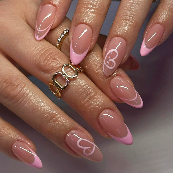 Elegant Stiletto Nail Art Tips with Heart Design Bowlift
