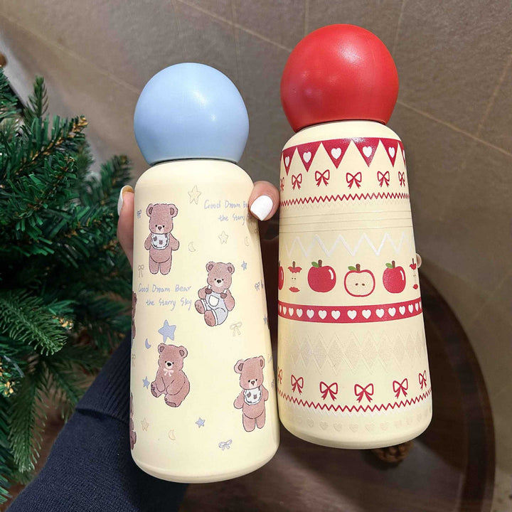 Ladies thermos bottle with playful apple design Bowlift